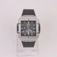 Black Strap Silver Dial Men's Wrist Watch