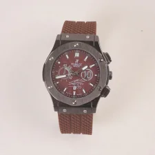 Brown Strap Metallic Dial Men's Wrist Watch